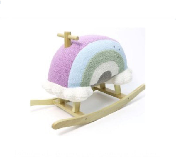 Rainbow Wooden Rocker Pastel Colors: Lavender/Blue/Green