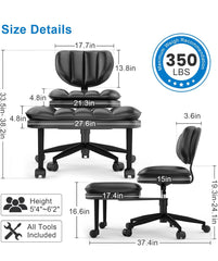 Cross Legged Office Desk Chair Ergonomic Cloud Criss Cross with Height Adjustable Seat - Black