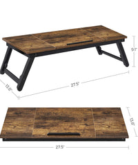 SONGMICS Laptop Desk Bed Sofa Breakfast Tray Adjustable Tilt Top - Dark Brown