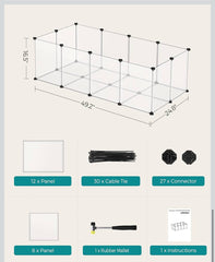 SONGMICS 20 Panels Pet Pen with Floor Small Animal Playpen Pet Fence DIY Plastic Enclosure