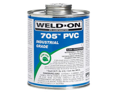 Weld-On 705 Industrial Grade PVC Medium-Bodied High Strength Solvent Cement 32 fl oz - Clear