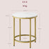 VASAGLE Small Round Side Table w/ Faux Marble Top Glass Shelf Modern Style - Gold