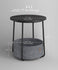 VASAGLE Small Round Side End Table Modern Nightstand with Fabric Basket - Ebony Black / Slate Gray