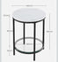 VASAGLE Small Round Side Table w/ Faux Marble Top Glass Shelf Modern Style - Black