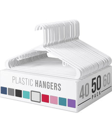 SONGMICS Clothes Plastic Coat Hangers Set of 50 - White