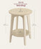 VASAGLE 2-Tier Side Round End Table Nightstand with Tapered Legs Set of 2 - Natural Beige