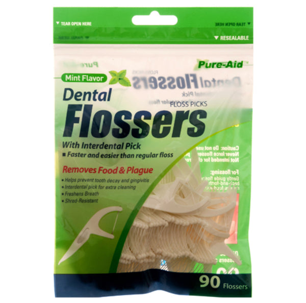 Pure Aid Dental Flosser 90ct - Mint Flavor