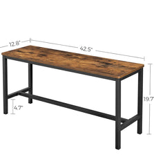 VASAGLE Dining Bench Industrial Style Steel Frame Set of 2 - Brown