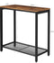 VASAGLE Side Table Narrow Small End Table with Mesh Shelf - Brown