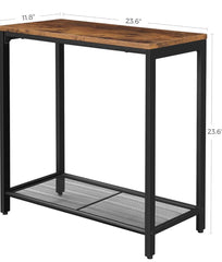 VASAGLE Side Table Narrow Small End Table with Mesh Shelf - Brown