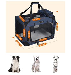 Feandrea 36" Collapsible Soft Crate Portable Travel Dog Crate 36"L x 25"W x 25"H - Dark Blue