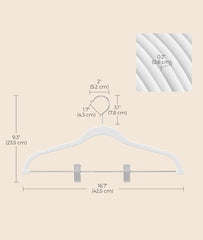 SONGMICS 16.7" Long Velvet Hanger with Adjustable Clips Set of 20 - White