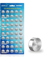PGSONIC LR44 Batteries 1.5 Volt Alkaline Button Cell Batteries w/ Long Lasting Power Pack of 50