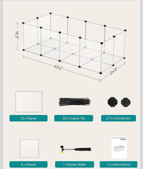SONGMICS 20 Panels Pet Playpen w/ Floor Fence Indoor DIY Plastic Enclosure - White