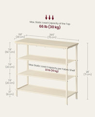 VASAGLE 4 Tier Shoe Rack Storage Organizer for Entryway and Closet - Natural Beige