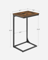 VASAGLE C-Shaped End Side Table with Metal Frame - Brown
