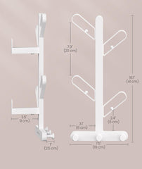 SONGMICS Wall-Mounted Coat Rack Wall Hooks Branch Look Rack w/ 7 Hooks - Pearl White