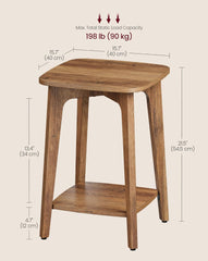 VASAGLE 2-Tier Small Side Table Square End Nightstand with Tapered Legs - Honey Brown