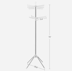 SONGMICS 2 Tier Clothes Drying Rack 72" Folding Laundry with 3 Rotatable Arms - White