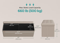 SONGMICS 43" Leather Storage Ottoman Bench Foldable Foot Rest with Legs - Camel Brown