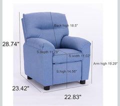 Children Recliner Sofa Chair with Pillow Top Armrest and Footrest - Light Blue