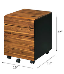 ACME Jurgen File Cabinet w/ Rolling Wheels - Oak and Black