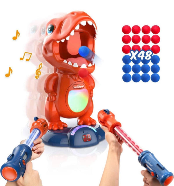 Dinosaur Blaster Skill Toy w/ 48 Foam Balls & 2 Blaster - Score Music Moving