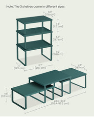 SONGMICS Spice Rack Stackable Expandable  Set of 3  - Green