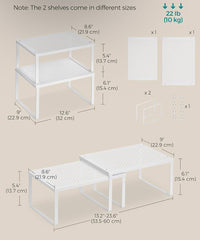 SONGMICS Metal Spice Rack Stackable Expandable  Set of 4  - White