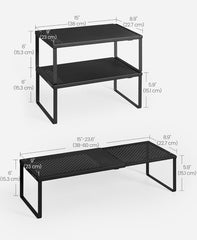 SONGMICS  Expandable Pantry Kitchen Organizers Spice Rack Set of 2 - Black