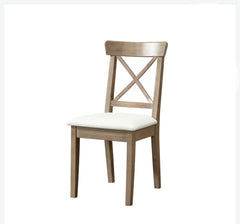 19" Transitional Wood X-Back Folding 1x Chairs with Padded Seat - Dark Taupe