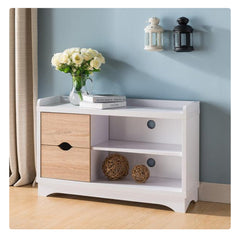 Shoe Bench Shoe Rack Entryway Bench w/ 2 Drawer 11.5" L x 36" W x 22.75" H- White