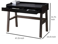 Benjara Dual Toned Wooden Desk w/ Two Sleek Drawers Slightly Splayed Legs - Gray / Black