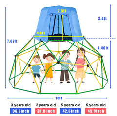 10ft Kids Climbing Dome with Canopy Playmat Jungle Gym Geometric Playground Climber
