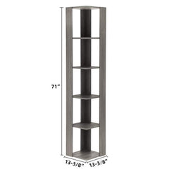 5 Tier Corner Bookcase Wooden Display Shelf Square Storage - Distressed Grey
