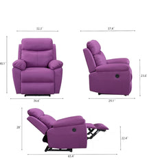 FC Design Power Recliner Chair with Pillow Top Arms USB Charging Port Linen Upholstered Linen Fabric - Purple