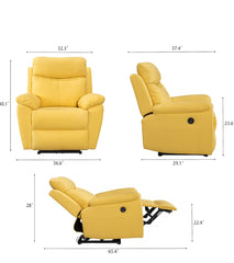 FC Design Power Recliner Chair with Pillow Top Arms USB Charging Port Linen Upholstered Linen Fabric - Yellow