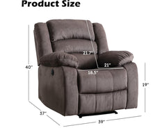 FC Design Power Recliner Chair with Pillow Top Arms USB Charging Port Linen Upholstered Leather - Brown