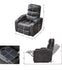 Power Recliner Leather Chair with Pillow Top Arms USB Charging Port & Cup Holders & Hidden Drawer   - Gray