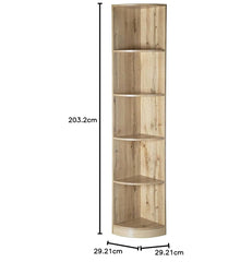 5-Tier Corner Shelf Unit Freestanding Display Storage Shelves  - Beige Oak