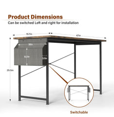 Computer Desk 47" Home Office Writing Small Desk - Brown