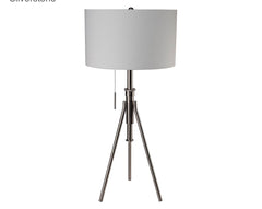 Mid-Century Adjustable Tripod Silver Table Lamp 16" x 16" x 37.5" - Brushed Silverstone