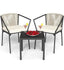 Outdoor Patio Garden Bistro 3pc Set ( Table w/ 2x Chair ) - Black / Beige