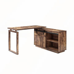 L Shaped Desk with Storage Credenza Sliding Barn Door