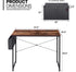 Modern Space Saving Black Metal Frame Desk w/ Storage Pouch Brown - 32" x 19.7" x 29.8"