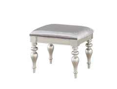 ACME FURNITURE 18" Fabric and Platinum Rectangular Makeup Vanity Stool