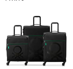 DELSEY PARIS x Benetton Color Block Softside Luggage Set of 3 - Black
