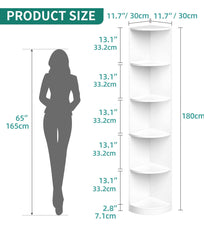 FC Design 5-Tier Corner Shelf 70.8" Tall Modern Free Standing Corner Bookshelf - White