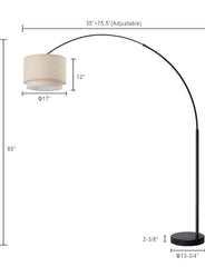 82" Tall Arc Floor Lamps Large Modern Curved Floor lamp Adjustable - Black / Brown