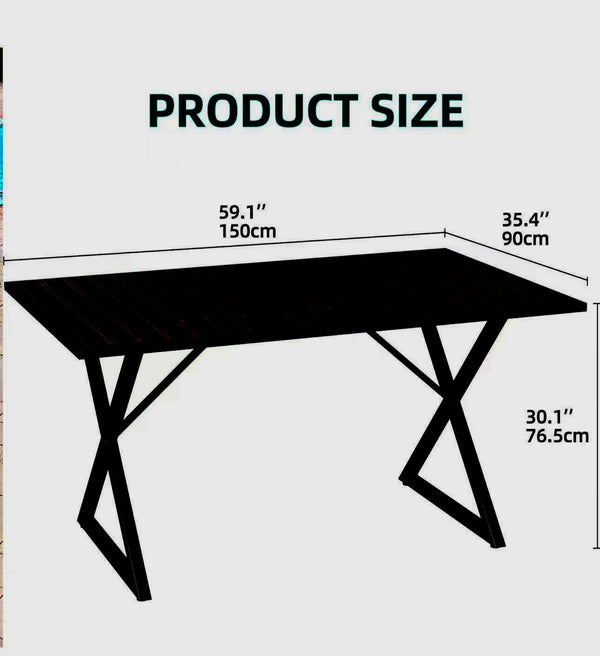 Weather Resistance Balcony Porch Rectangle Metal Frame Scratch Resistance TableTop Outdoor Dinning Table - Black